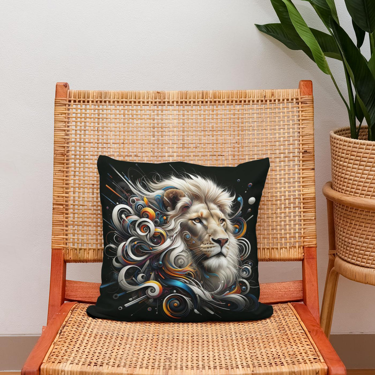 Lion's Abstract Majesty Cotton Cushion