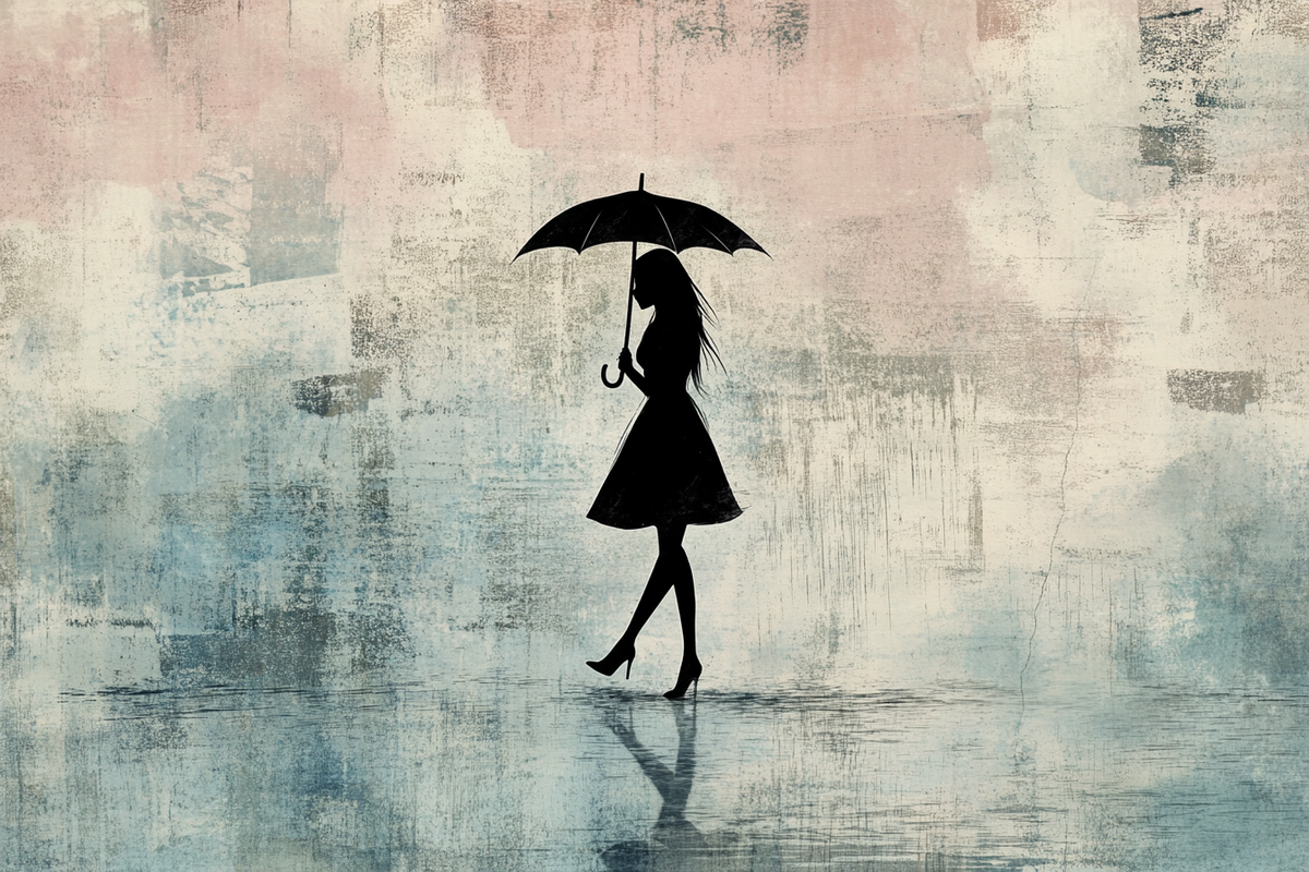 Woman with Umbrella Canvas