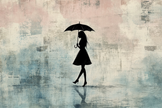 Woman with Umbrella Canvas