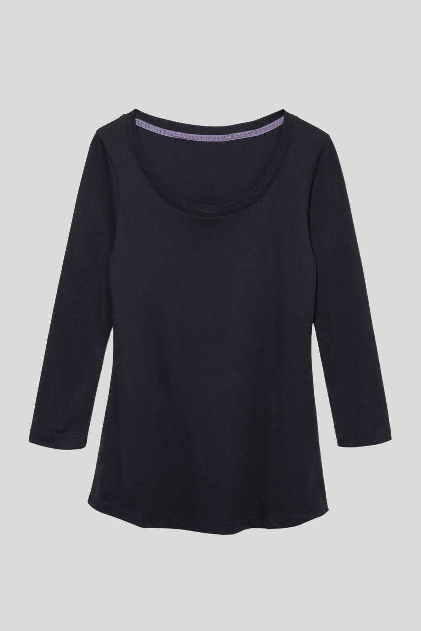 3/4 Sleeve Scoop Neck Cotton Modal T-Shirt