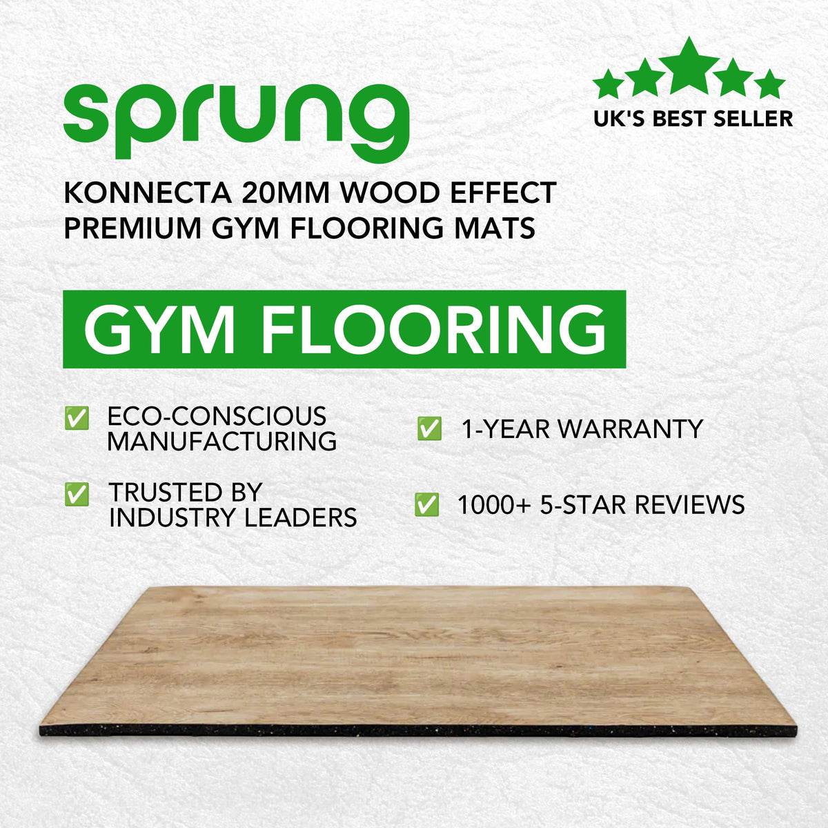 Colchonetas de suelo para gimnasio efecto madera Konnecta de 20 mm