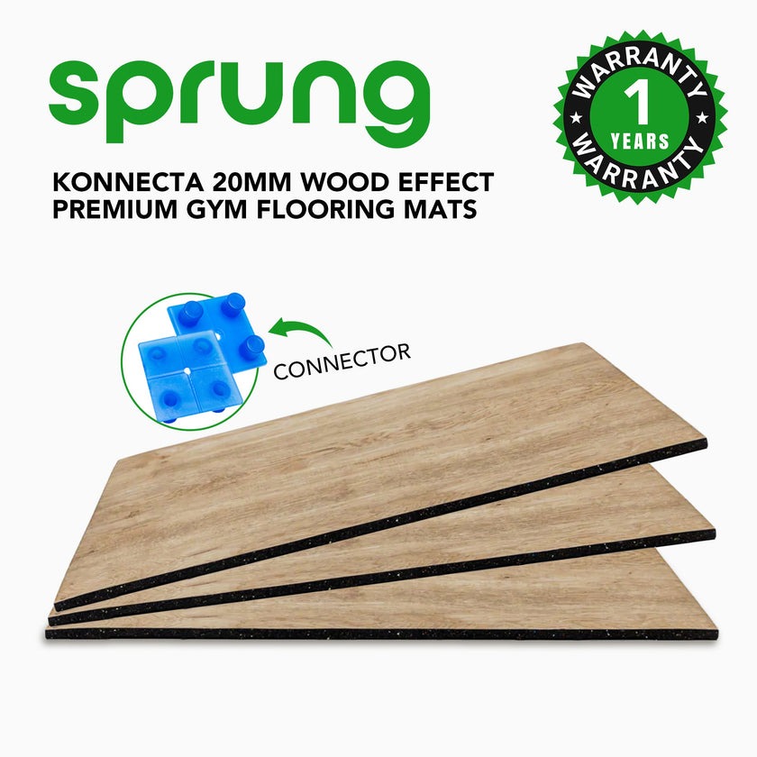 Colchonetas de suelo para gimnasio efecto madera Konnecta de 20 mm