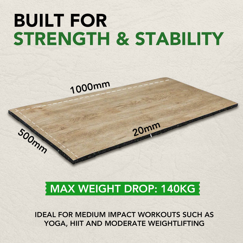 Colchonetas de suelo para gimnasio efecto madera Konnecta de 20 mm