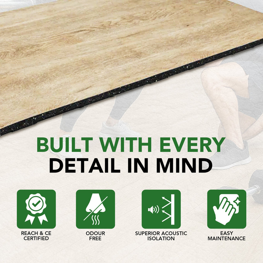 Colchonetas de suelo para gimnasio efecto madera Konnecta de 20 mm
