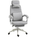Vinsetto Office Chair, Ergonomic Desk Chair, High Back Fabric Work Chair with 160\'c2\'b0 Reclining Backrest, Retractable Footrest, Neck and Lumbar Pillow for Home and Study, Grey