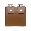 Fred Bennett Twin Brown Leather 3oz Hip Flasks with Case