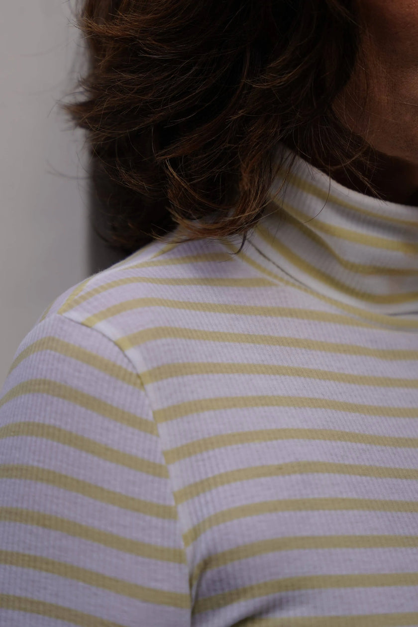 Striped Cotton Roll Neck