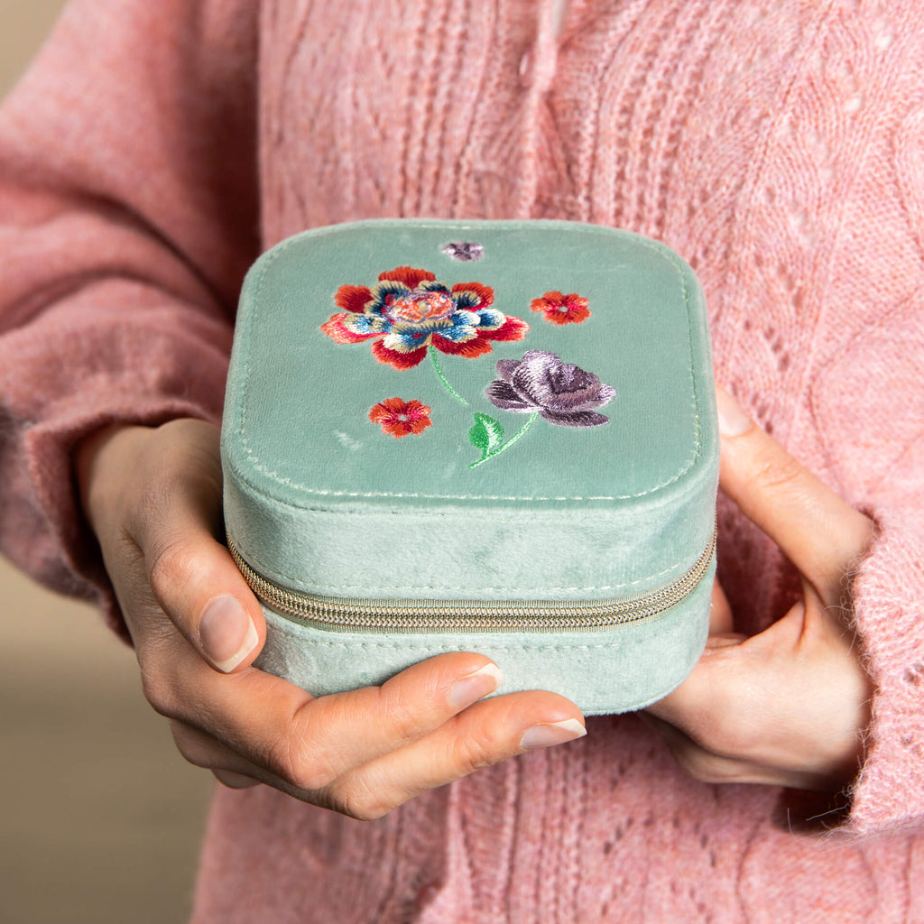 Laura Ashley Silver Elveden Embroidered Jewellery Box