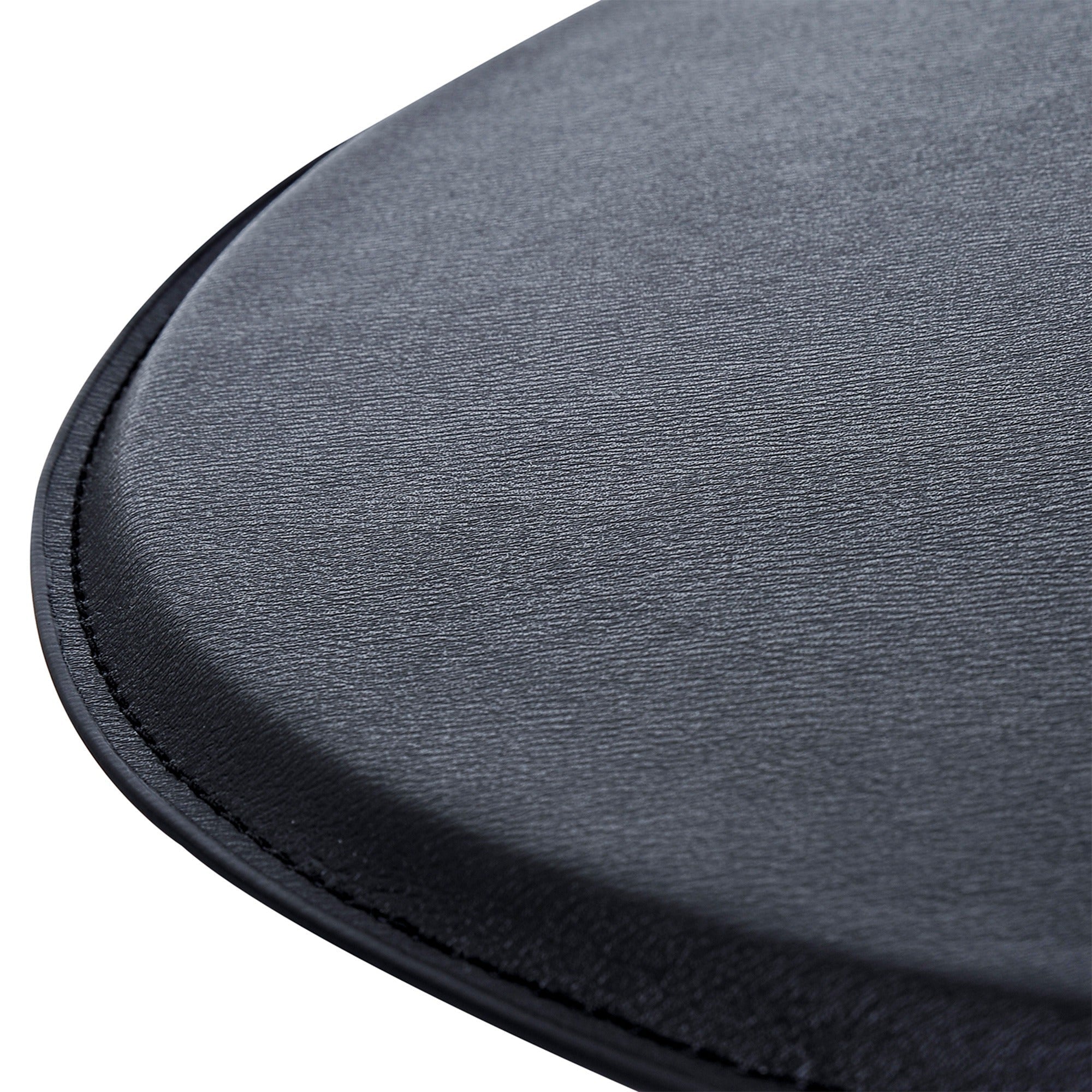HOMCOM Adjustable Round Bistro Bar Table with PVC Leather Top Steel Base Home Kitchen Dining Desk  Black