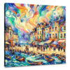 Whimsical Seaside Village Canvas