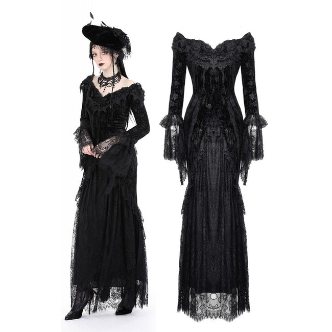 Dark in Love Zathura Off The Shoulder Lace Maxi Dress