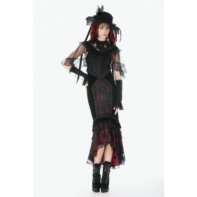 Dark in Love Gothic Elegant Velvet Mermaid Skirt