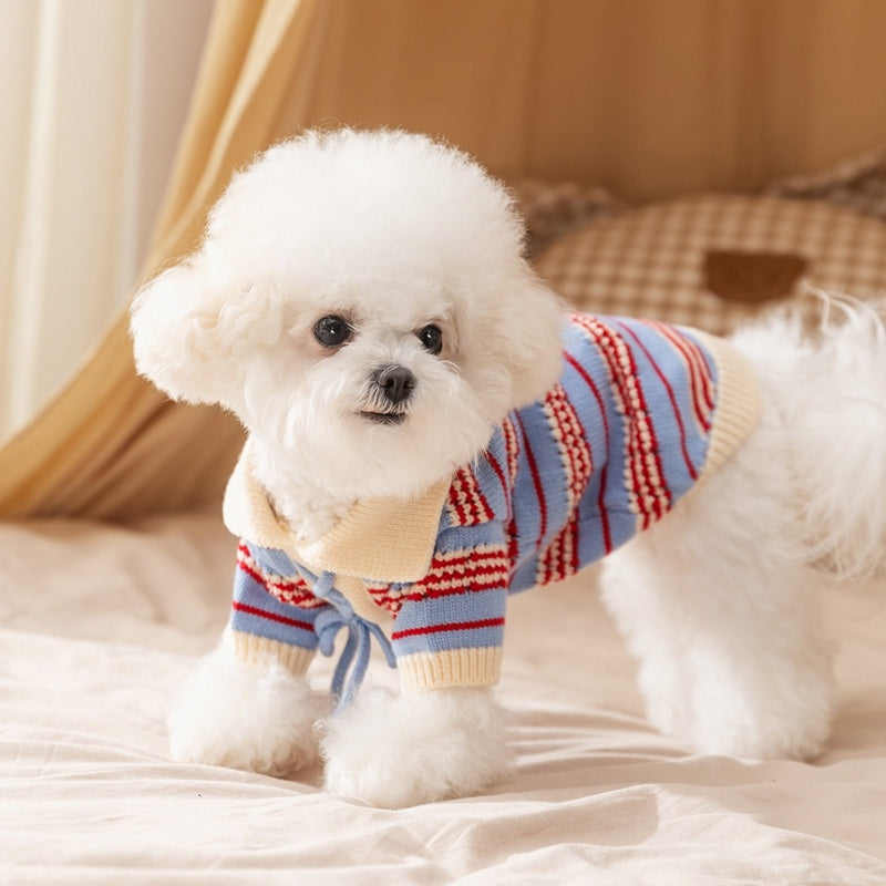 Cat Sweaters, Cold Weather Dog Striped Pullover, Warm Knitted Pet Clothes In Winter