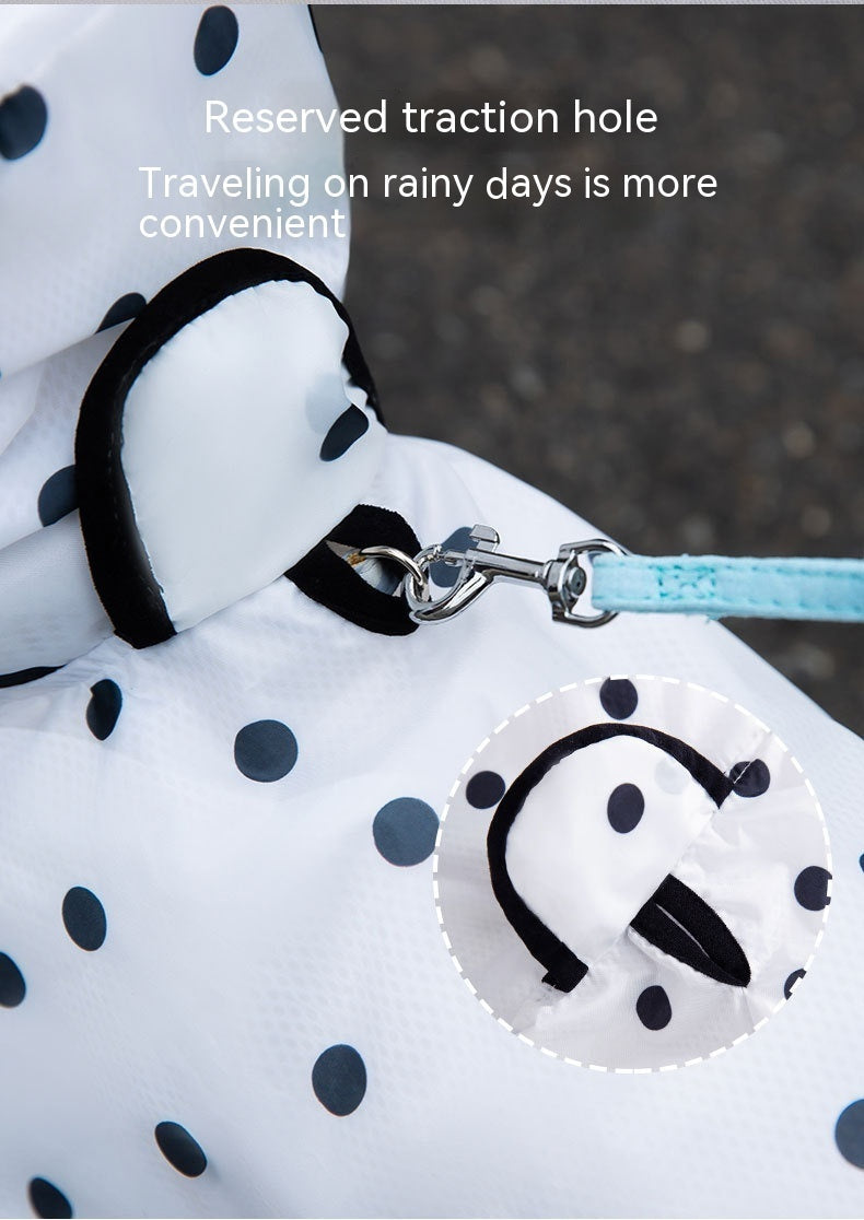 Summer Full Printed Polka Dot Bear Dog Poncho