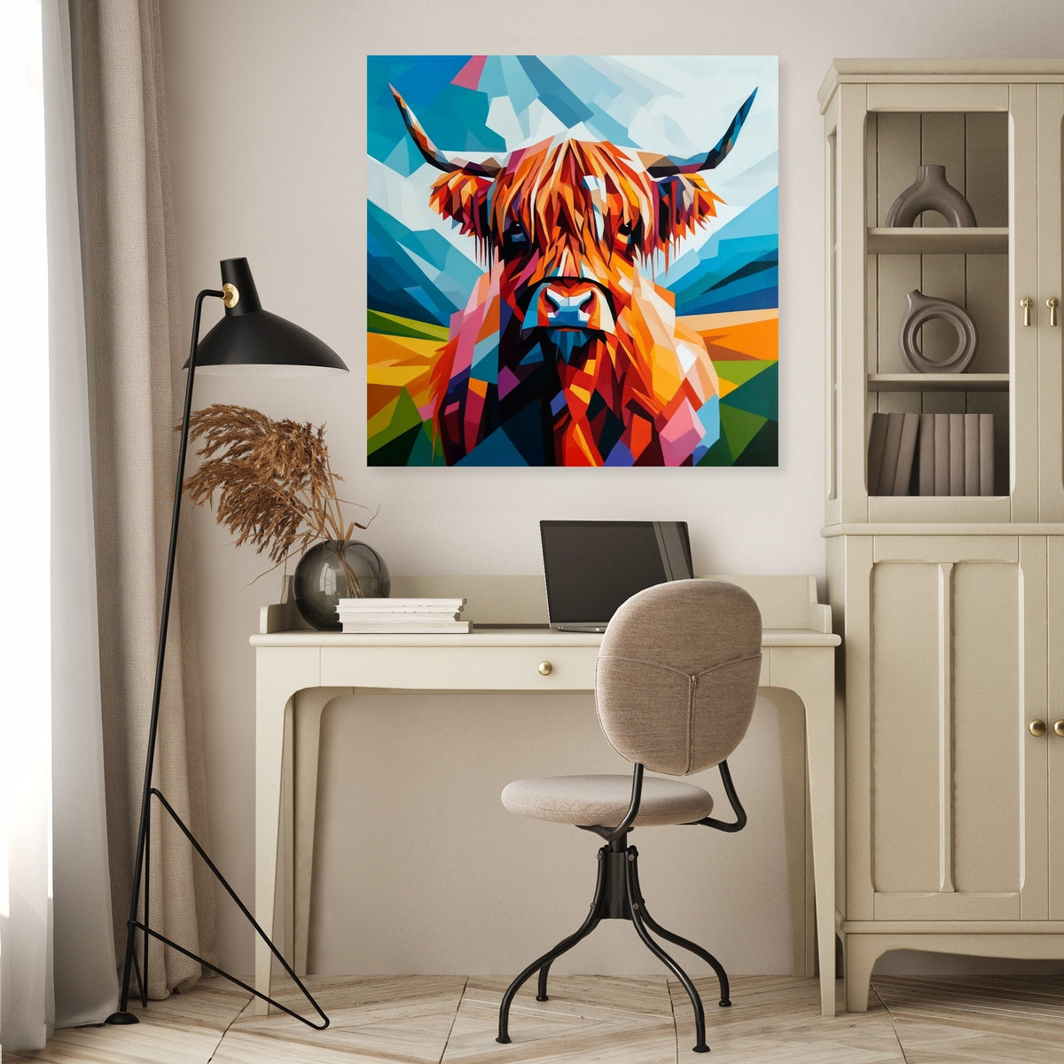 Cubist Highland Cow Essence Canvas