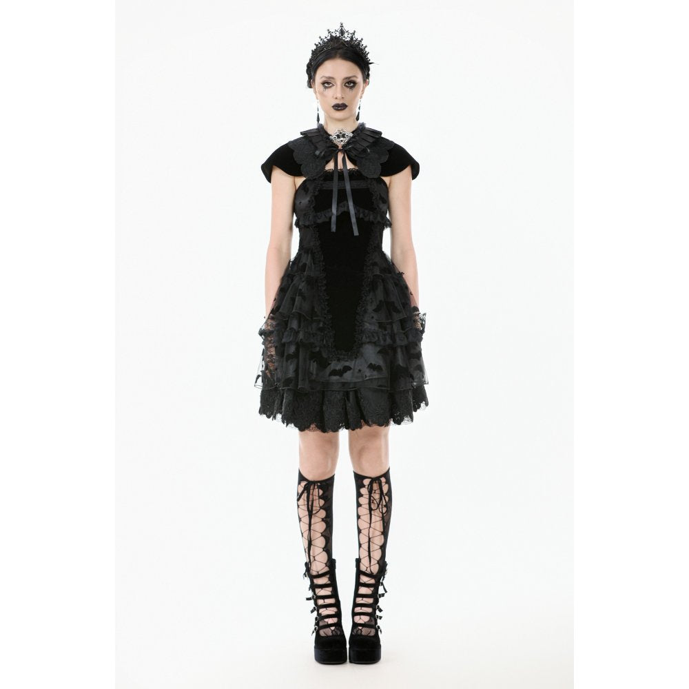 Dark in Love Morwenna Bat Mesh Layered Goth Mini Dress