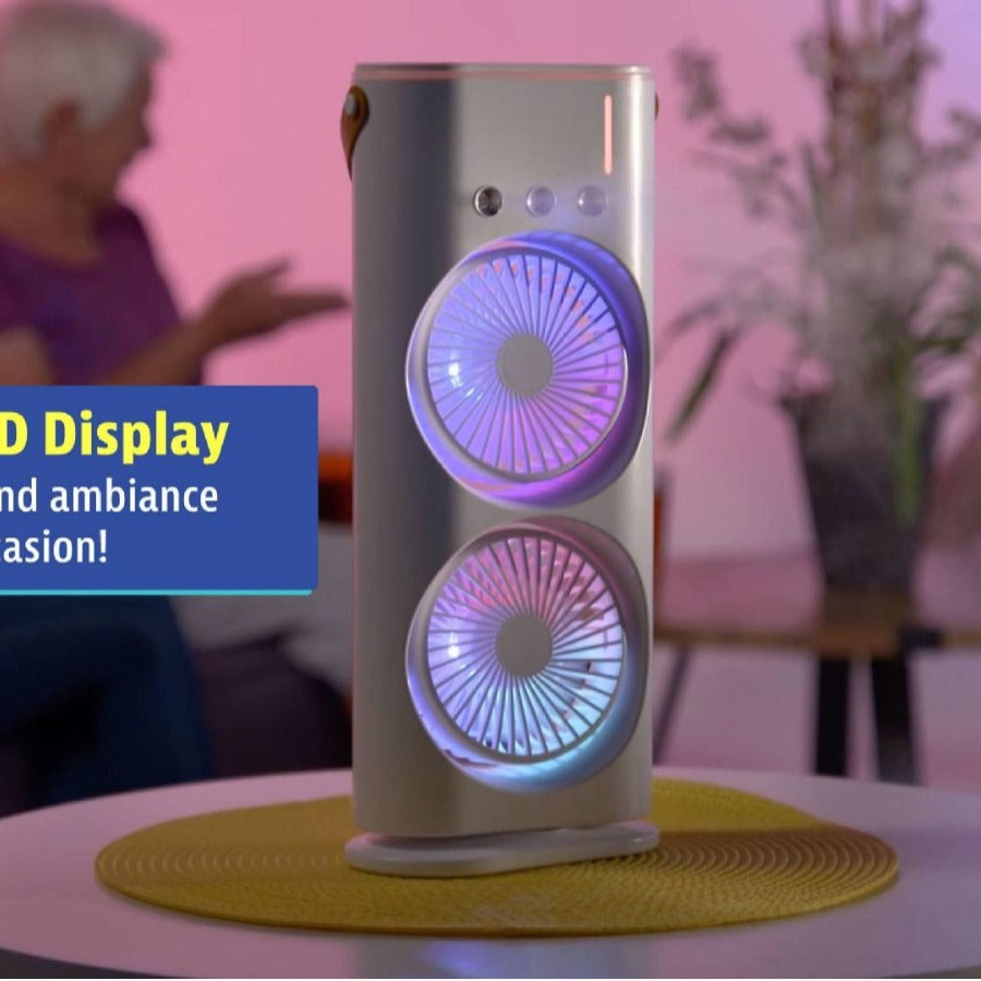 Ventilador de doble cabezal con pulverizador, humidificador portátil, ventilador de aire acondicionado, pequeño enfriador de aire doméstico, ajuste de aire portátil por hidrorefrigeración