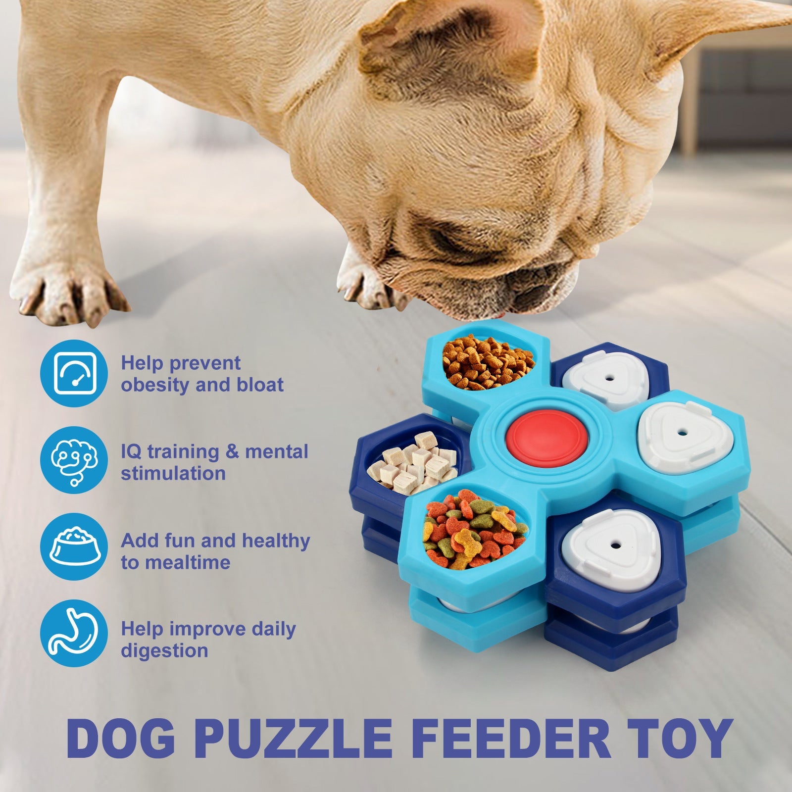 Cuencos para Perros con Rompecabezas de Alimentación Lenta de 4 Capas, Tazón de Comida Lenta para Perros, Antideslizante, Juego Interactivo de Rompecabezas para Perros, Tazón Lento, Productos para Mascotas