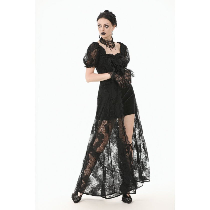Dark in Love Morwenna Lace Gothic Maxi Dress in Black