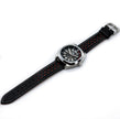 Black And Red Leather Rally Watch Strap, Silver Buckle