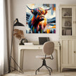 Vibrant Highland Cow Abstract Canvas