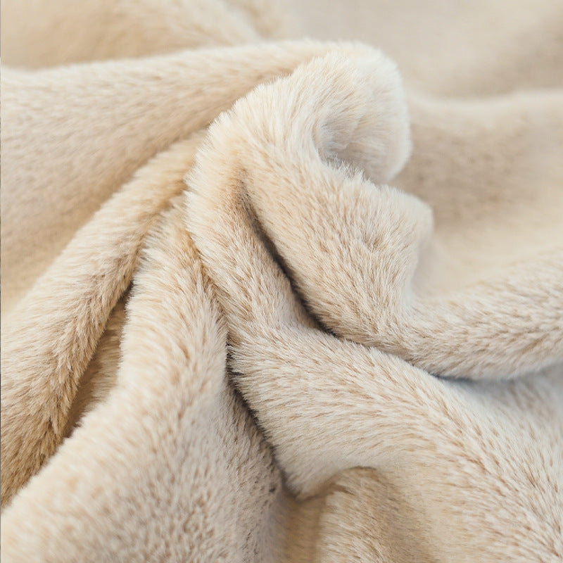 Pet Herbst- und Winter-dicker, warmer Angora-Umhang mit Haarausfall, bedruckt, kleine Decke