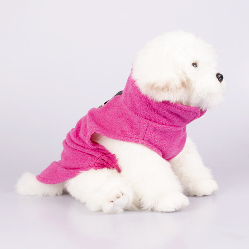 Pet Dogs Standing Collar Thickened Solid Color Rocking Velvet Clothes