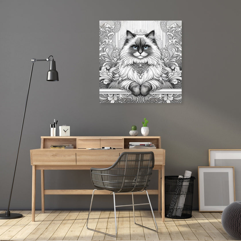 Glamour Ragdoll Line Art Canvas