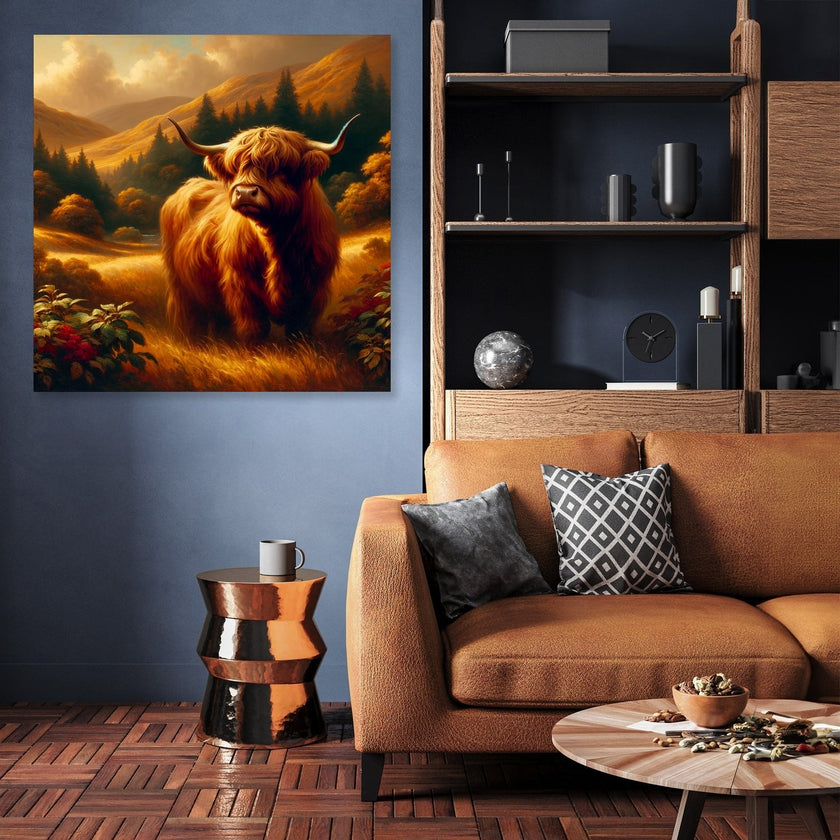 Timeless Highland Cow Serenity Canvas