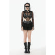 Dark in Love Bonded Tulle Layered Goth Mini Skirt in Black