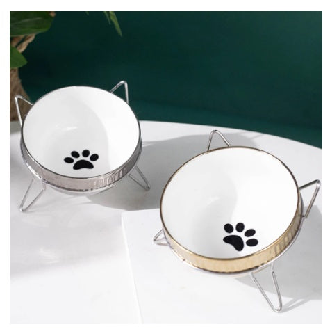Cuenco de cerámica para perros pequeños con boca oblicua, antideslizante