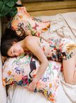 Tropical Silk Pillowcase in hand painted 'Eden' print, Oxford Pillowcase