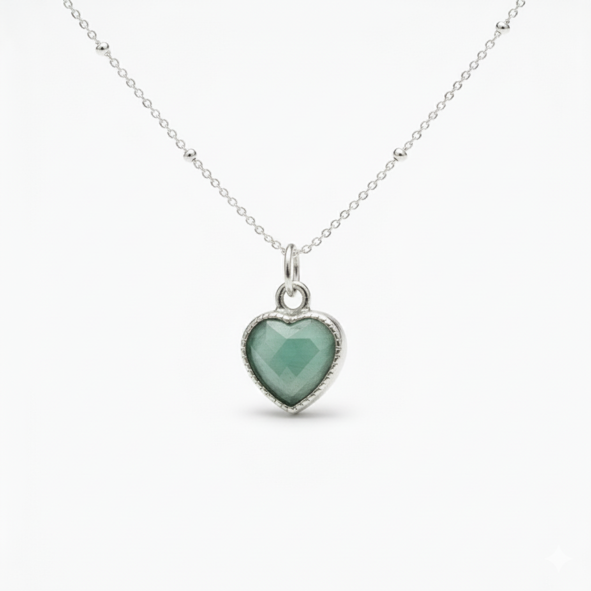 Amazonite Heart Charm Necklace