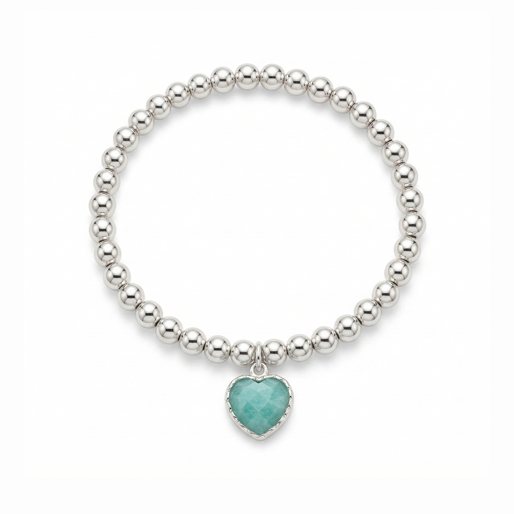 Amazonite Heart Charm Bracelet