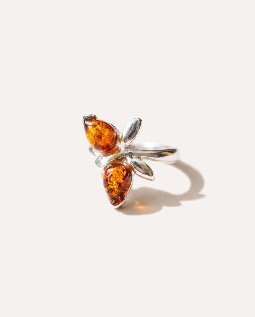 Amber Butterfly Midi Ring