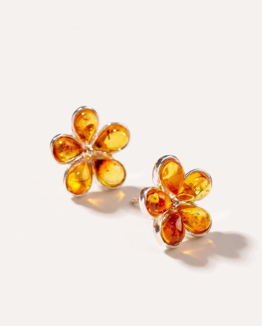 Amber Daisy Stud Earrings