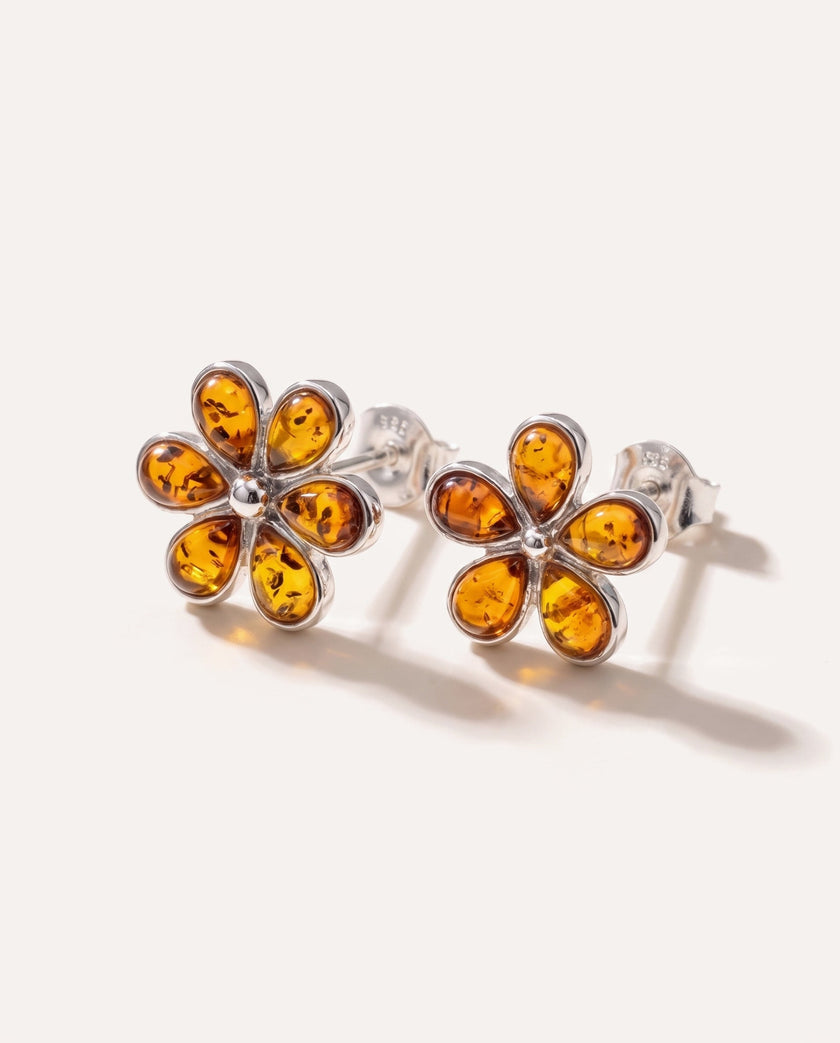 Amber Daisy Stud Earrings