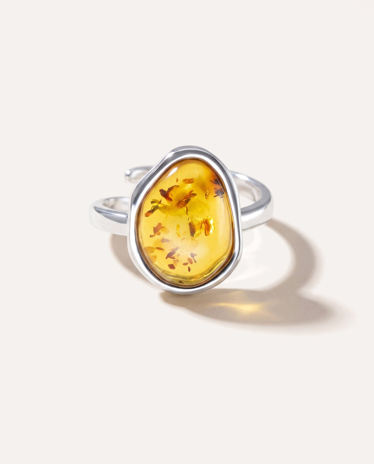 Amber ELEMENT Solitaire Adjustable Ring
