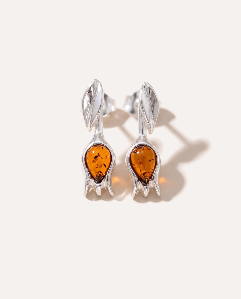 Amber Tulip Stud Earrings