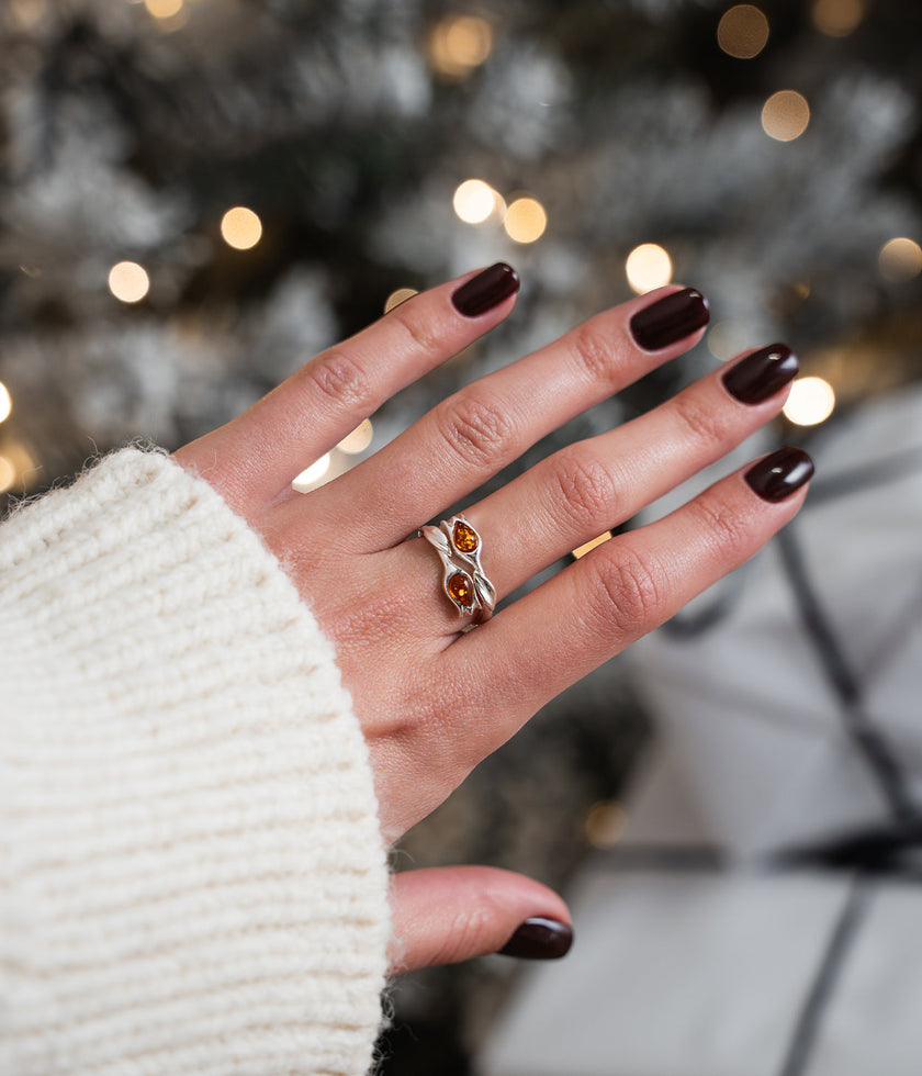 Amber Tulip Ring