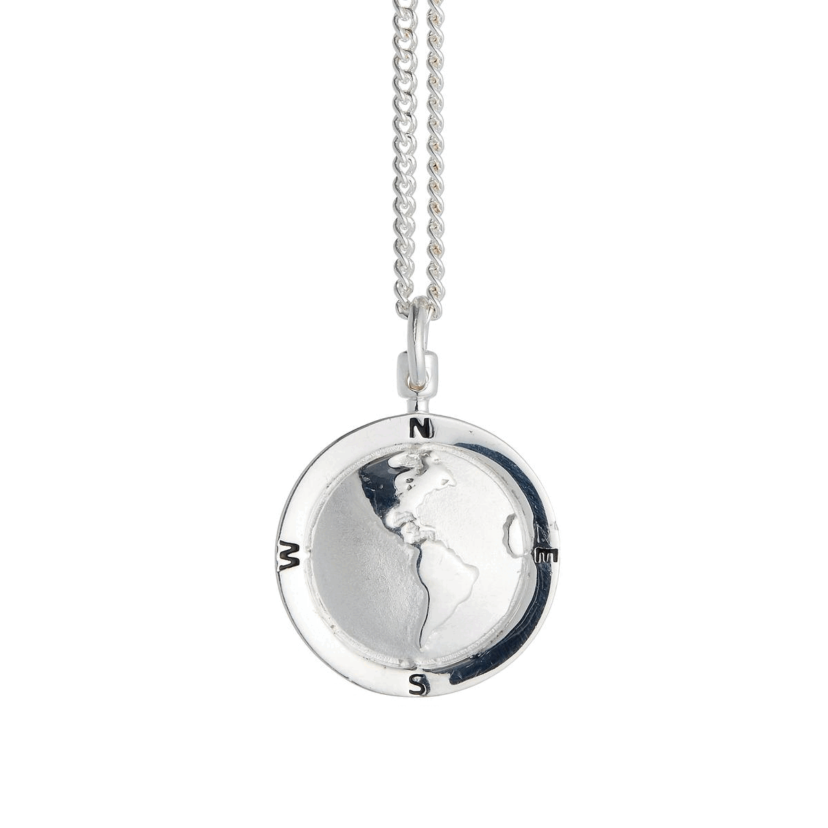 Amerika-Globus personalisiert St. Christopher - Silberkette