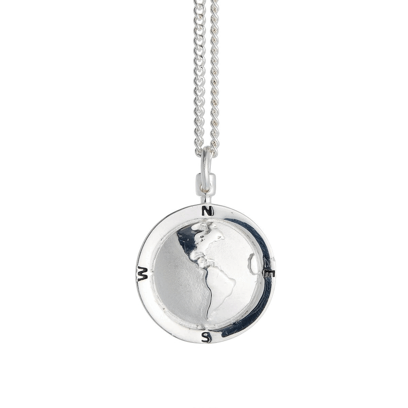 Amerika-Globus personalisiert St. Christopher - Silberkette