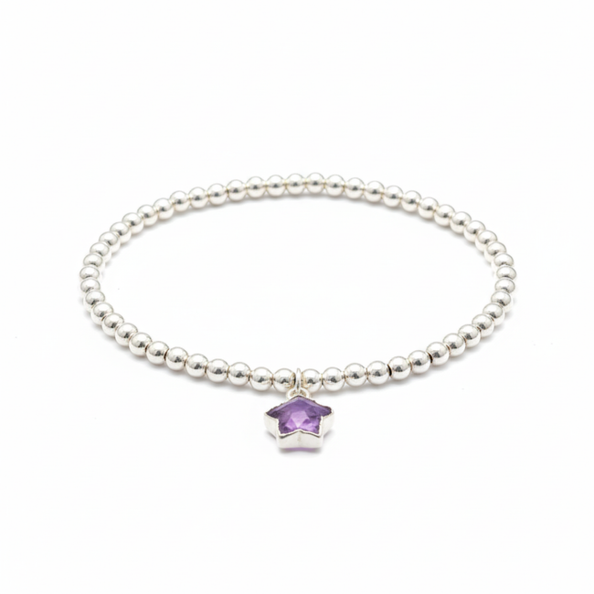 Amethyst Star Charm Bracelet