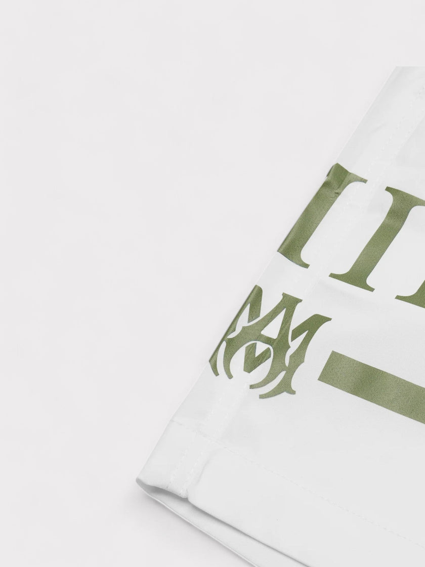 Amiri MA Bar Logo Swimshorts White / Khaki