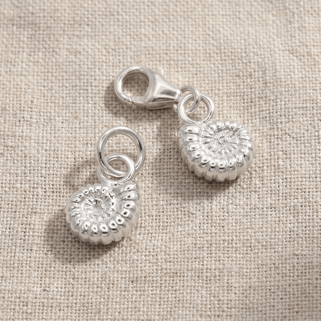 Ammonite Fossil Silver Charm
