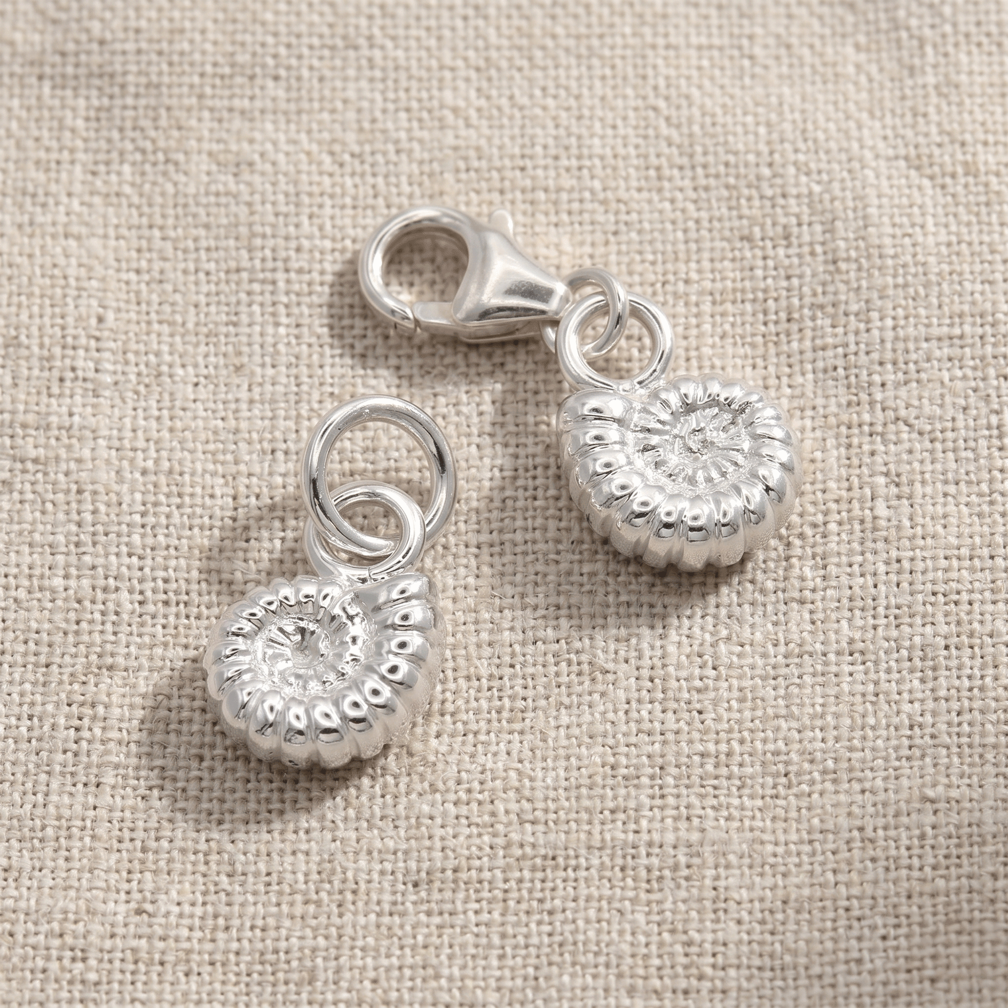 Ammonite Fossil Silver Charm