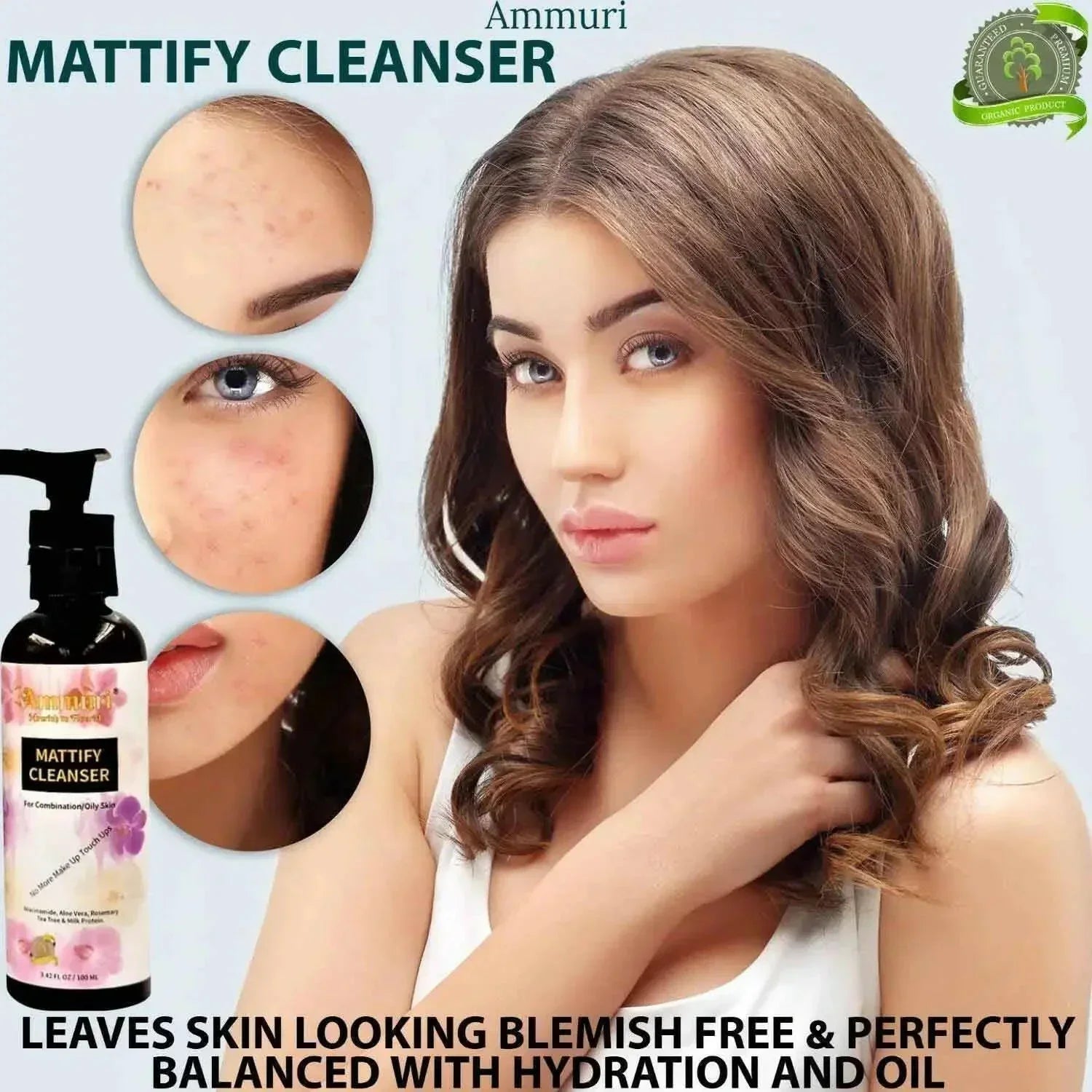 Mattifying Facial Cleanser for Oily Skin & Pore Control (100ml) | Ammuri