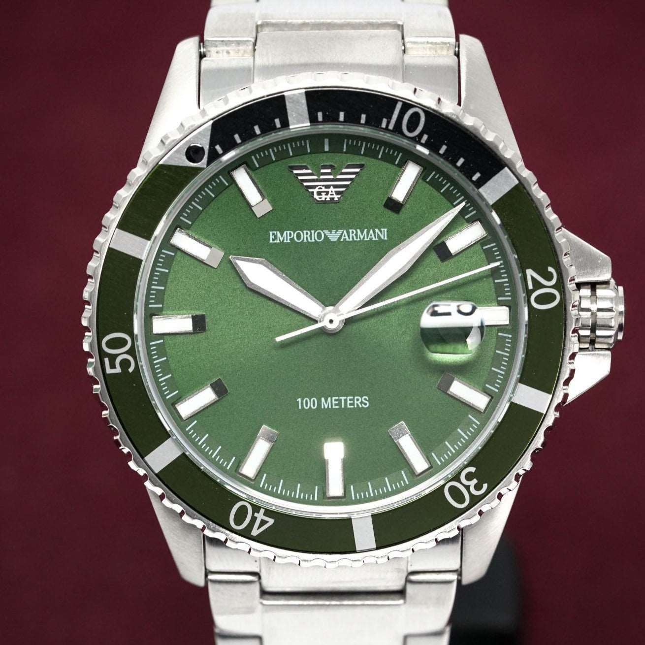 Reloj Emporio Armani AR11338 de acero inoxidable con esfera verde para hombre