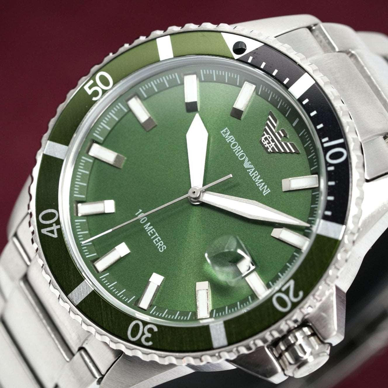 Reloj Emporio Armani AR11338 de acero inoxidable con esfera verde para hombre