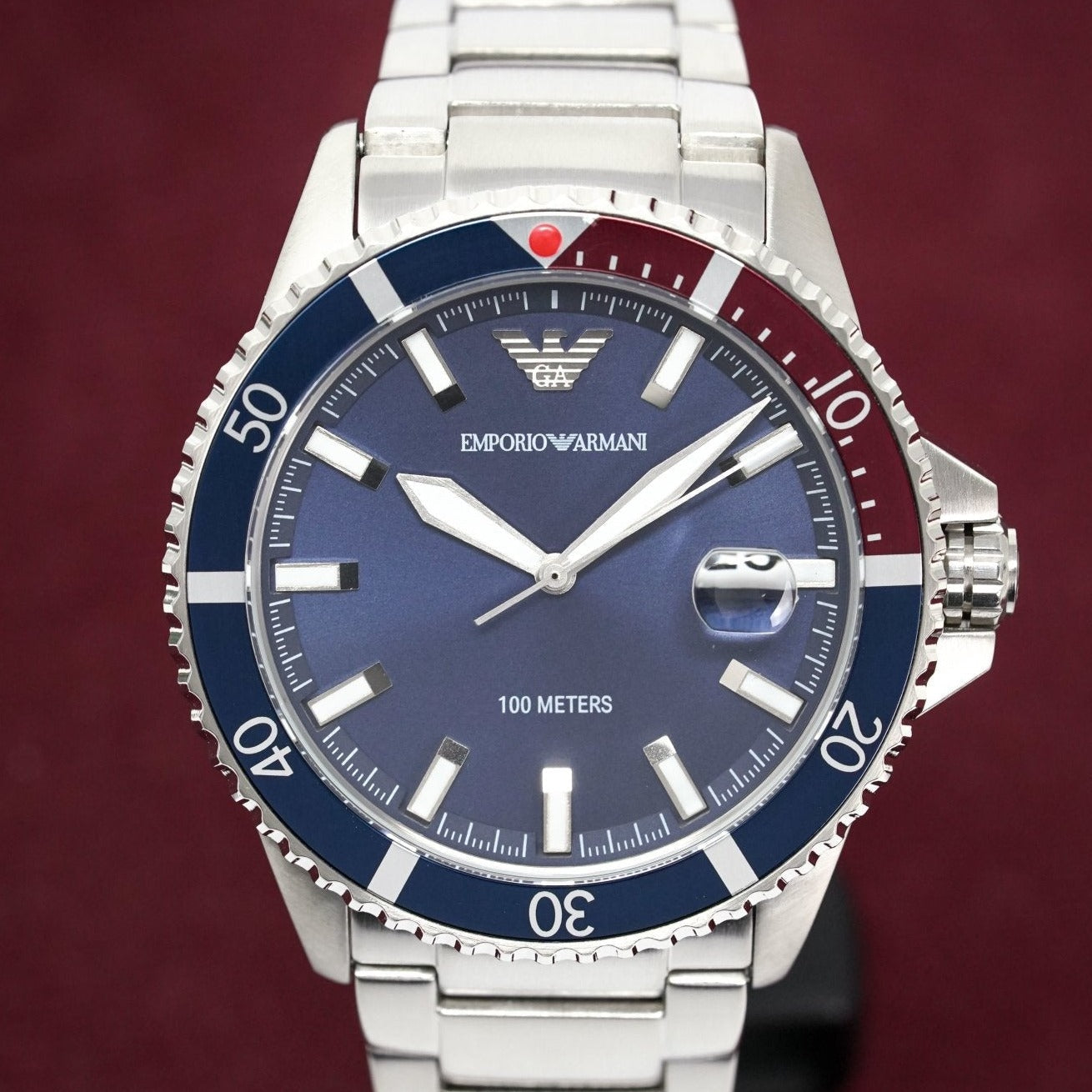 Reloj Emporio Armani AR11339 Diver de acero azul para hombre